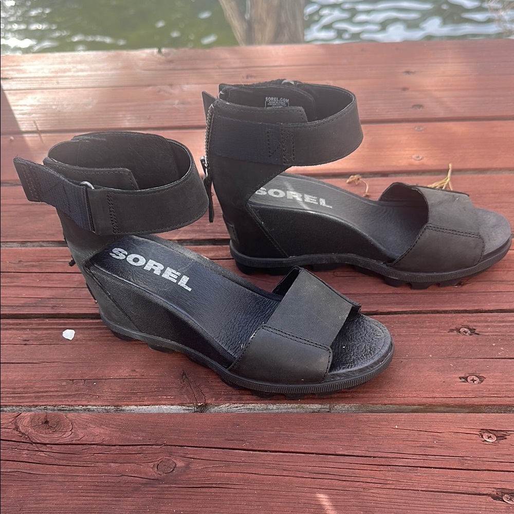 Sorel Women's Black Wedge Sandals